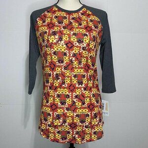 NEW LuLaRoe XS Randy Top Tee Gray Raglan Sleeves Knit Shirt